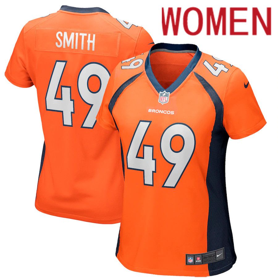 Women Denver Broncos 49 Dennis Smith Nike Orange Game Retired Player NFL Jersey